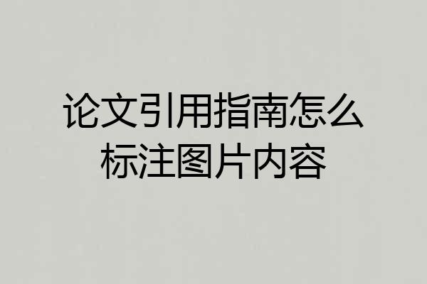 论文引用指南怎么标注图片内容