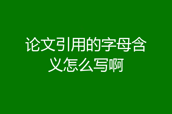 论文引用的字母含义怎么写啊