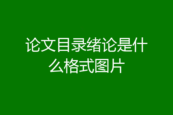 论文目录绪论是什么格式图片