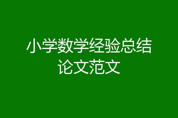 小学数学经验总结论文范文