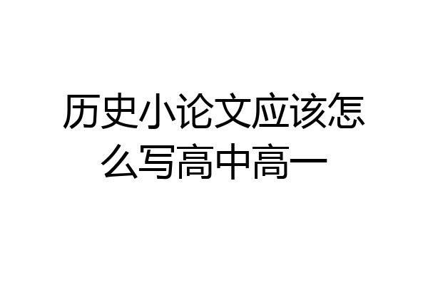 历史小论文应该怎么写高中高一