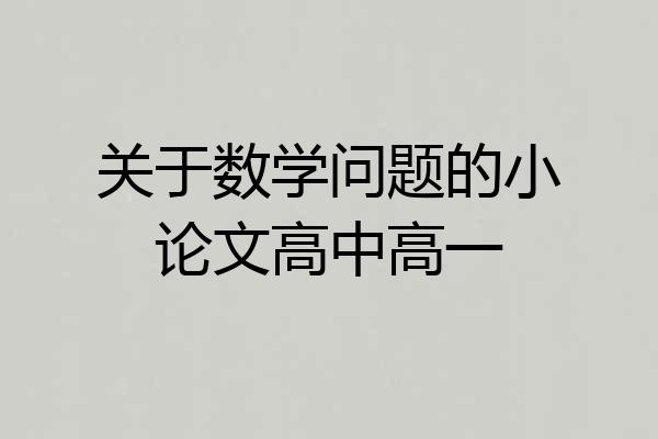 关于数学问题的小论文高中高一