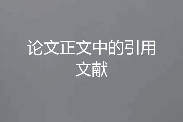 论文正文中的引用文献