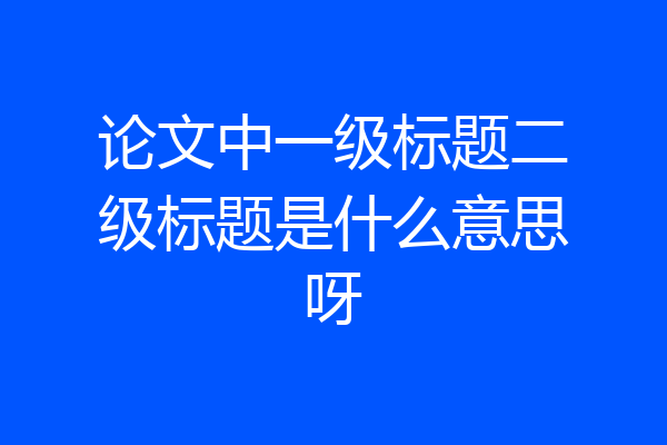 论文中一级标题二级标题是什么意思呀
