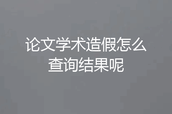 论文学术造假怎么查询结果呢
