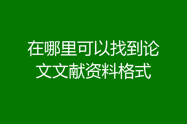 在哪里可以找到论文文献资料格式