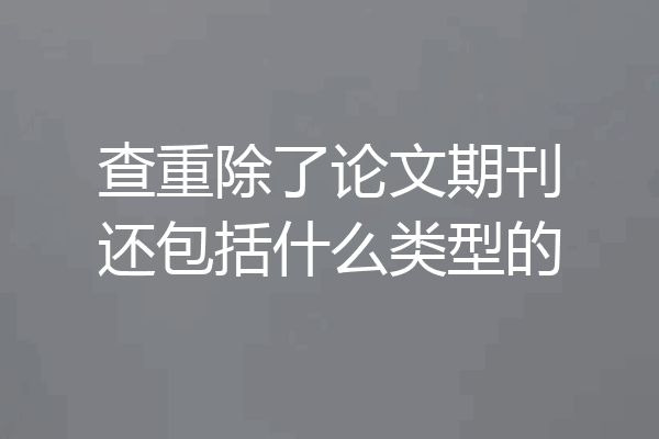 查重除了论文期刊还包括什么类型的