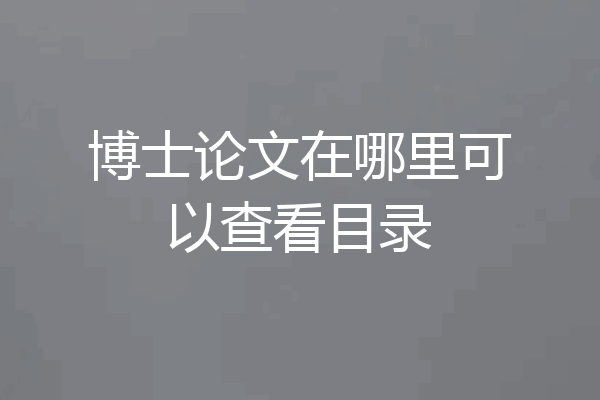 博士论文在哪里可以查看目录