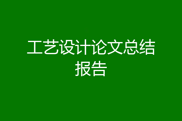 工艺设计论文总结报告