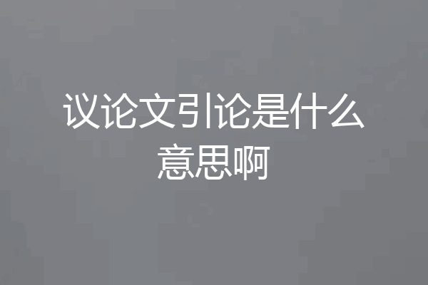 议论文引论是什么意思啊