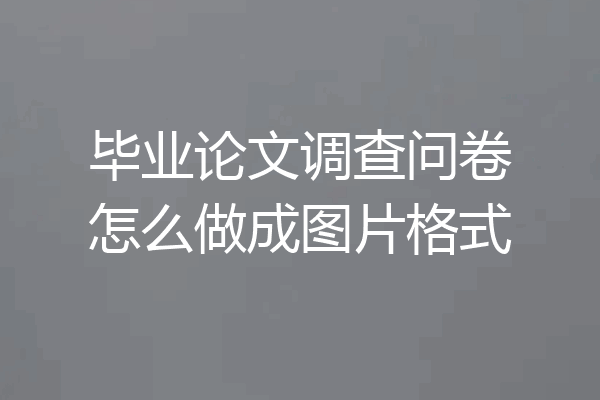 毕业论文调查问卷怎么做成图片格式