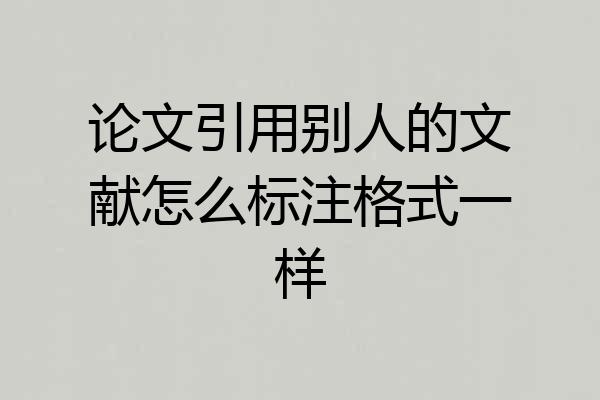 论文引用别人的文献怎么标注格式一样