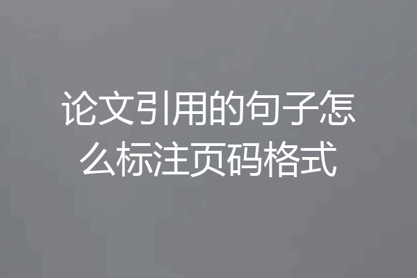 论文引用的句子怎么标注页码格式