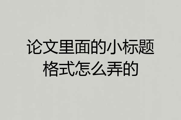 论文里面的小标题格式怎么弄的