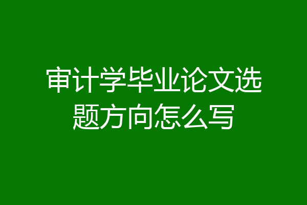 审计学毕业论文选题方向怎么写