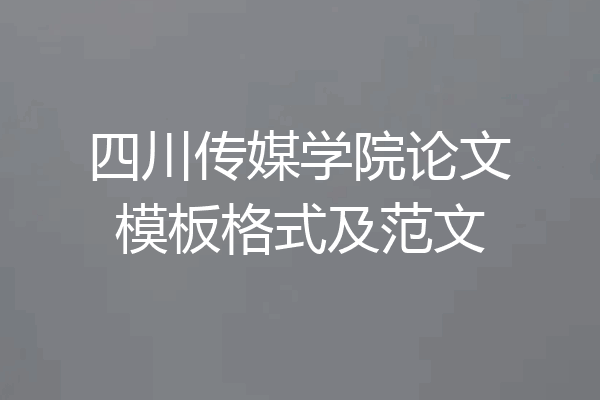 四川传媒学院论文模板格式及范文