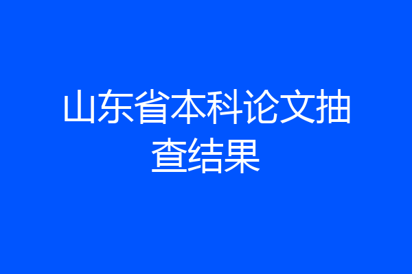 山东省本科论文抽查结果
