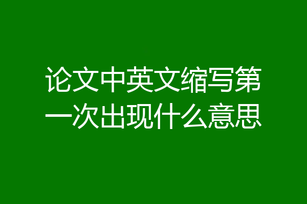 论文中英文缩写第一次出现什么意思