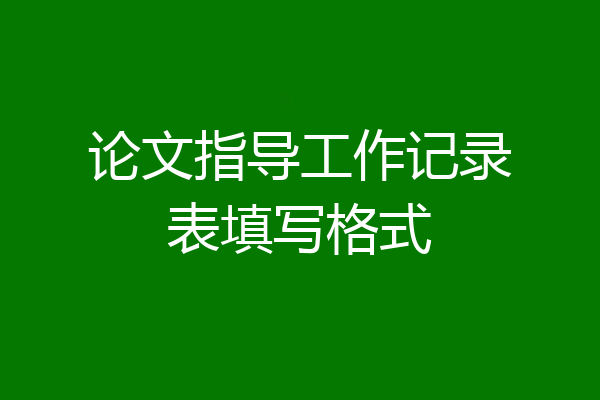 论文指导工作记录表填写格式