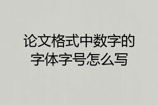 论文格式中数字的字体字号怎么写