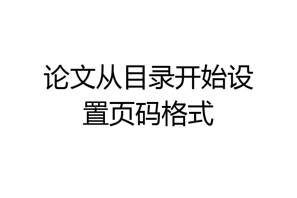 论文从目录开始设置页码格式
