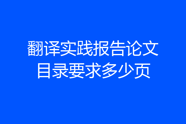 翻译实践报告论文目录要求多少页