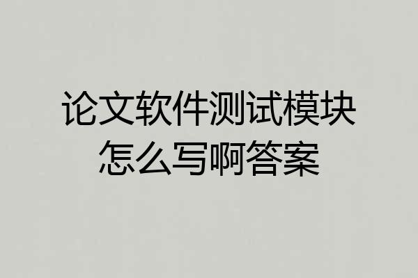 论文软件测试模块怎么写啊答案