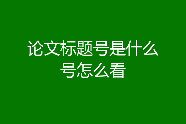 论文标题号是什么号怎么看