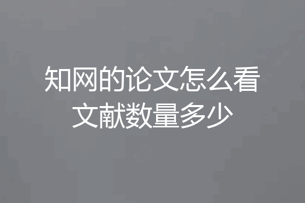 知网的论文怎么看文献数量多少