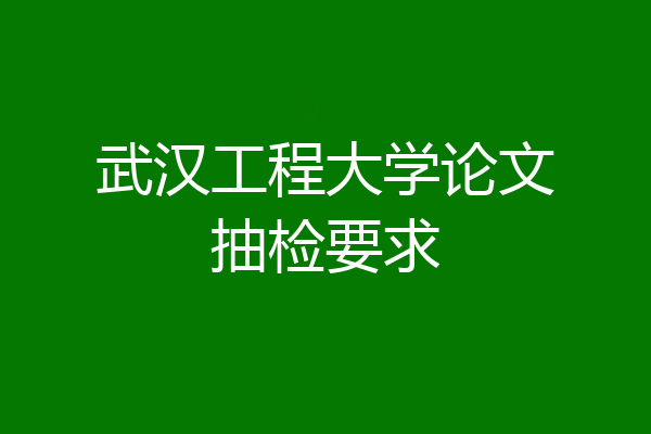 武汉工程大学论文抽检要求