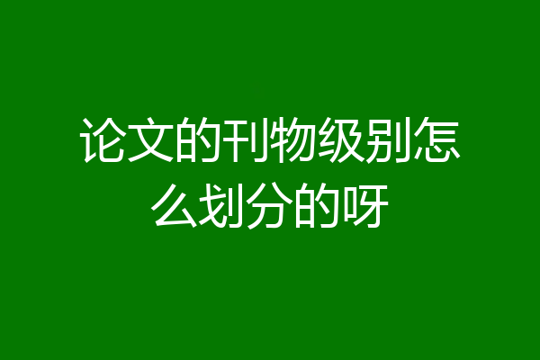 论文的刊物级别怎么划分的呀