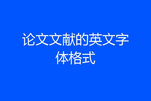 论文文献的英文字体格式