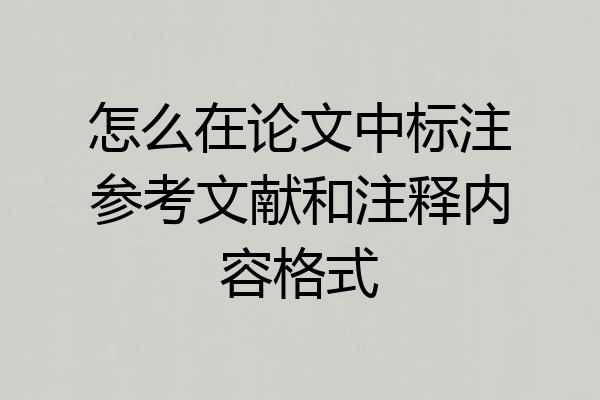 怎么在论文中标注参考文献和注释内容格式