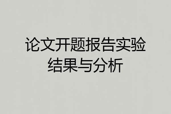 论文开题报告实验结果与分析