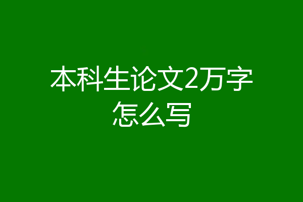 本科生论文2万字怎么写