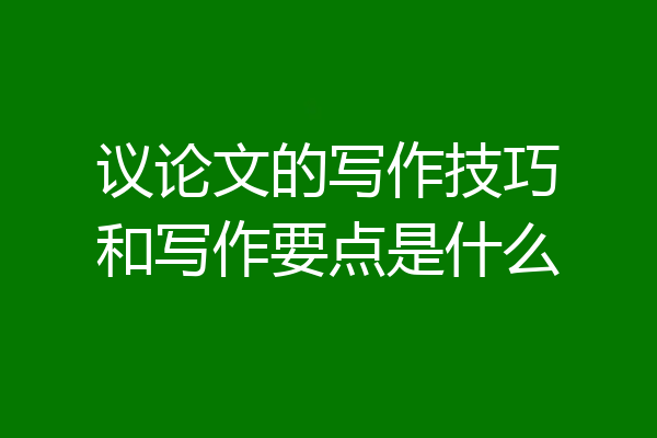 议论文的写作技巧和写作要点是什么