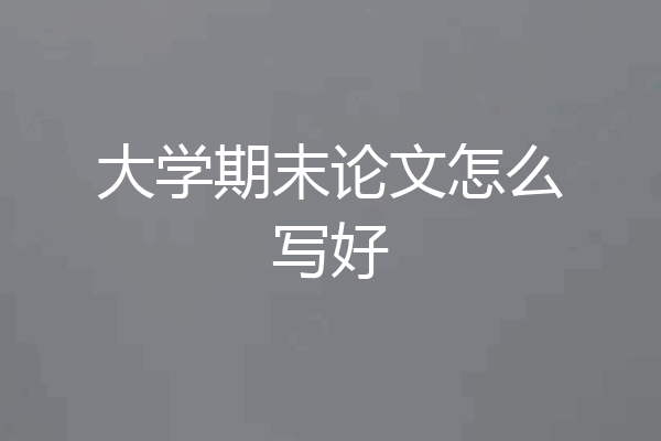 大学期末论文怎么写好