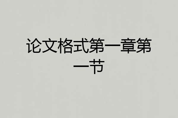论文格式第一章第一节
