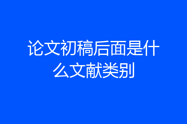 论文初稿后面是什么文献类别
