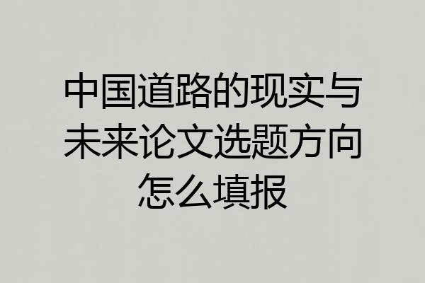 中国道路的现实与未来论文选题方向怎么填报