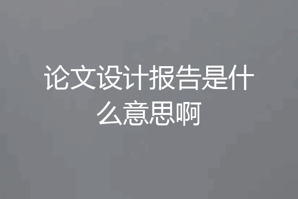 论文设计报告是什么意思啊