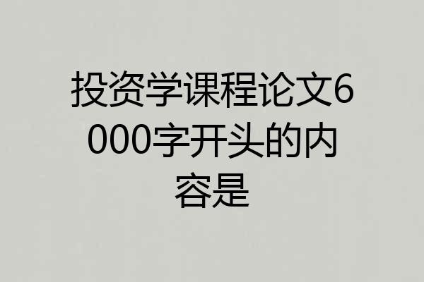投资学课程论文6000字开头的内容是
