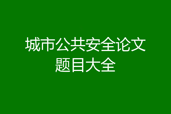 城市公共安全论文题目大全