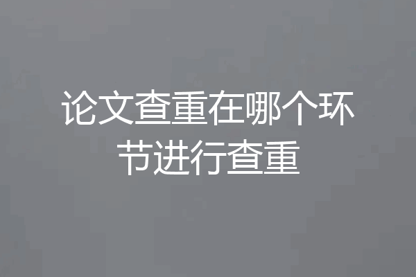 论文查重在哪个环节进行查重