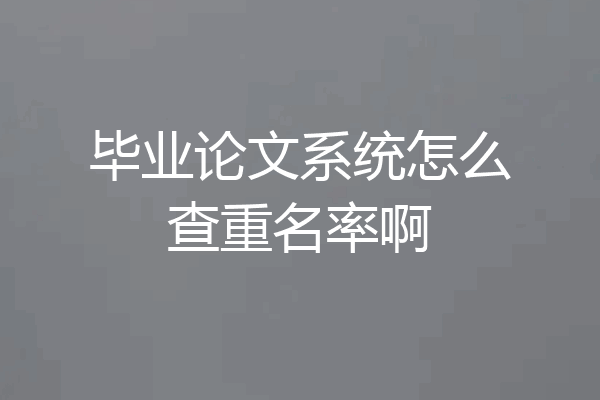 毕业论文系统怎么查重名率啊