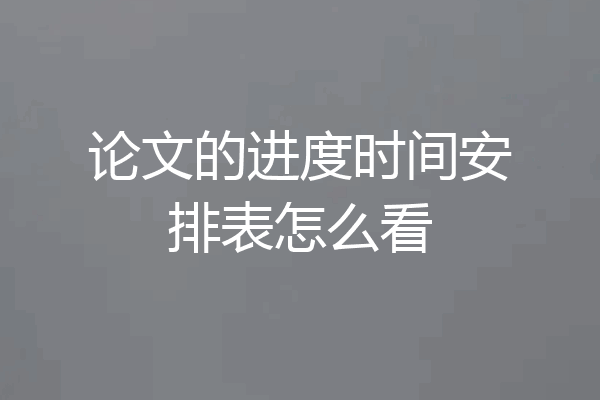 论文的进度时间安排表怎么看