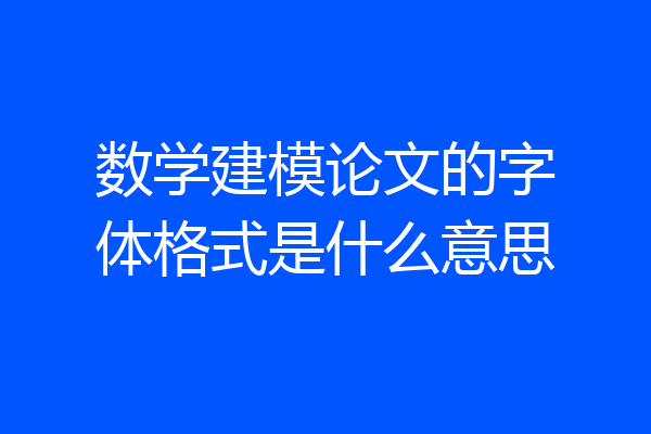 数学建模论文的字体格式是什么意思