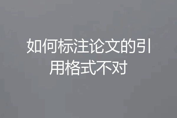 如何标注论文的引用格式不对
