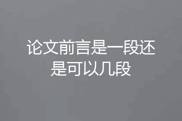 论文前言是一段还是可以几段