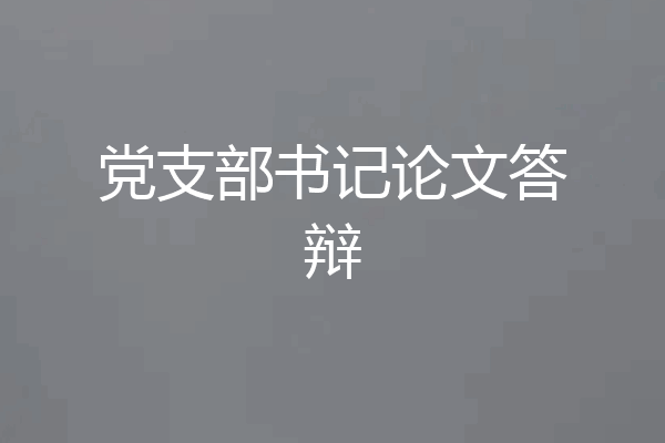 党支部书记论文答辩